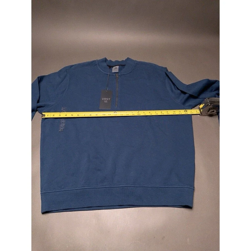 VRST Men's 1/4 Zip Pullover Long Sleeves Teal Blue Sweatshirt Medium NWT